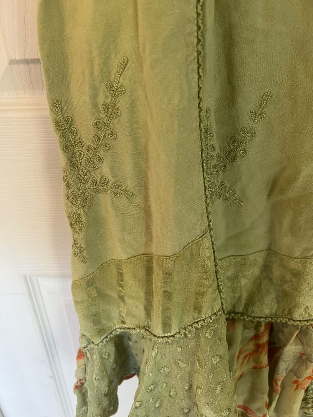 Sacred Threads Green Cap Sleeve Bohemian Mini Dress One Size Fairy Whimsy Hippi - Picture 5 of 12